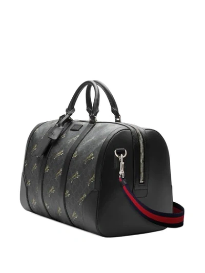 Shop Gucci Logo Print Duffel Bag In Black