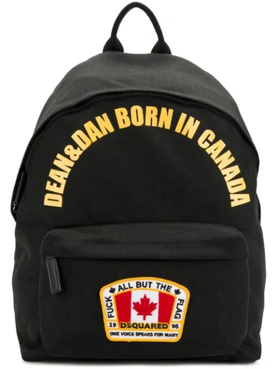 Shop Dsquared2 Dean & Dan Born In Canada Backpack In Black