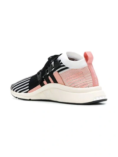 Shop Adidas Originals Pink, Black And White Eqt Support Mid Adv Primeknit Sneakers