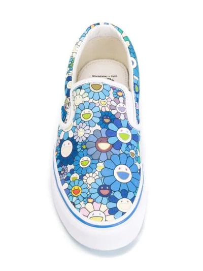 Shop Vans Vault By  X Takashi Murakami Floral Slip-on Sneakers In Blue