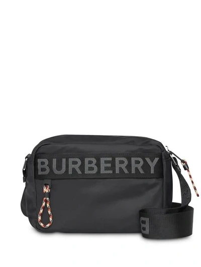 BURBERRY LOGO细节斜挎包 - 黑色