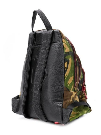 Shop Philipp Plein Camouflage Triple Zip Backpack In Brown