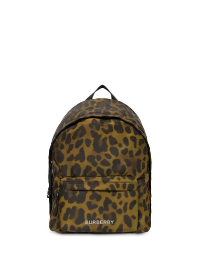 Shop Burberry Leopard Print Nylon Backpack In Green