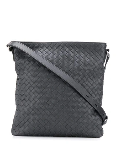 Shop Bottega Veneta Intrecciato Effect Shoulder Bag In Grey