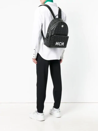 Shop Mcm Monogram Print Backpack In Black
