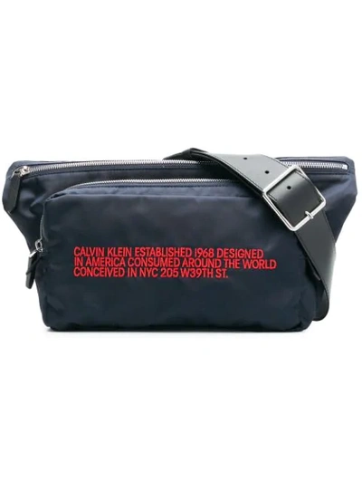 Shop Calvin Klein 205w39nyc Embroidered Belt Bag In Blue