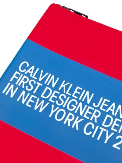 Shop Calvin Klein Jeans Est.1978 Logo Striped Pouch In Red