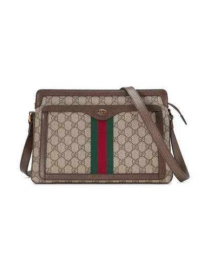 Shop Gucci Gg Supreme Medium Shoulder Bag In Neutrals