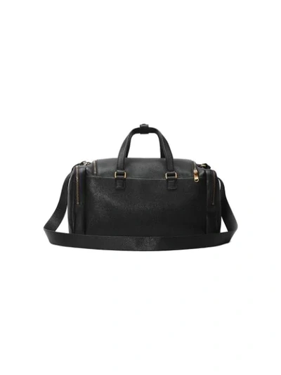 Shop Gucci Print Leather Carry-on Duffle In Black