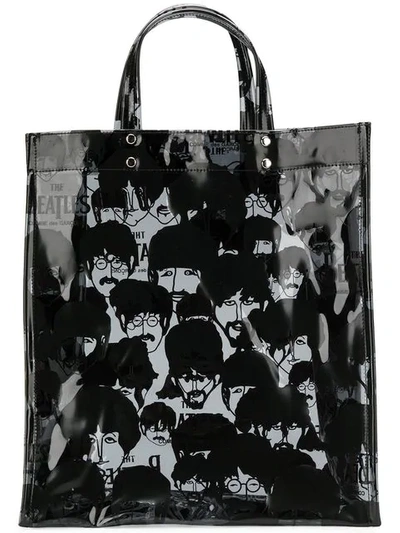 Shop Comme Des Garçons Beatles Print Tote Bag In Black