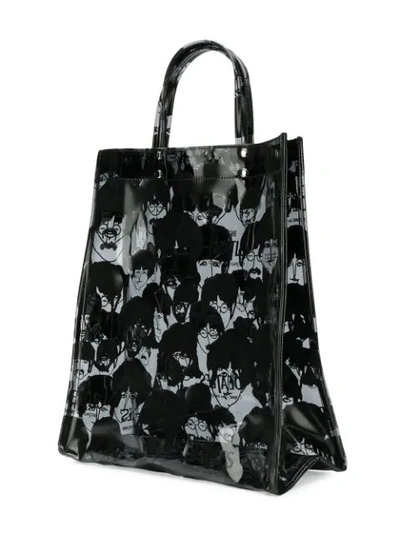 Shop Comme Des Garçons Beatles Print Tote Bag In Black