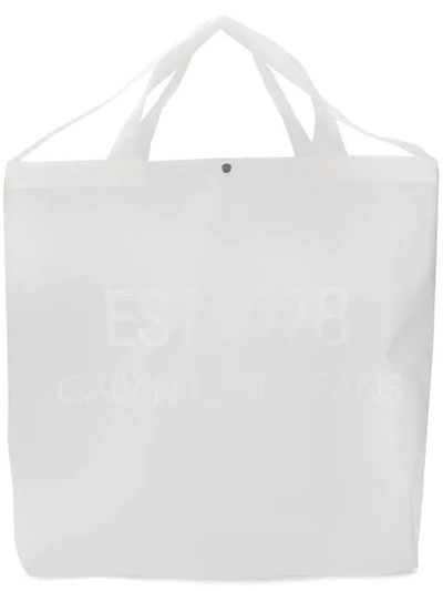 Shop Calvin Klein Jeans Est.1978 Large Logo Print Tote In White