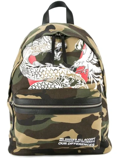 Shop Ports V Dragon Print Backpack In Multicolour