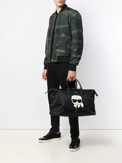 Shop Karl Lagerfeld K/ikonik Weekender Holdall In Black