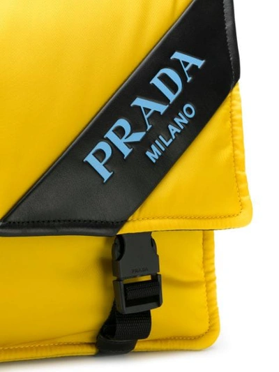 Shop Prada Logo Messenger Bag In F0c5k Giallo+nero