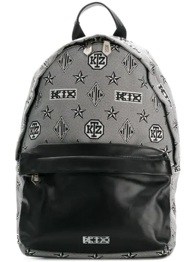Shop Ktz Monogram Printed Backpack In Black