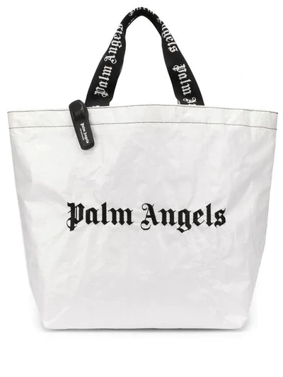 Shop Palm Angels Classic Logo Shopper In White