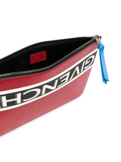 Shop Givenchy Logo Stripe Pouch In Red