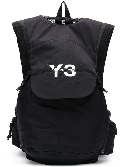 Shop Y-3 Logo Printed Backpack In Black