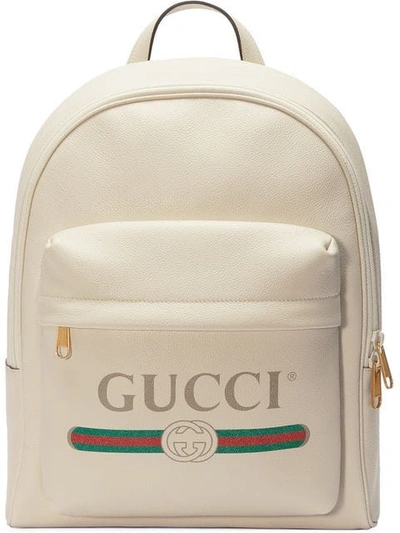 Shop Gucci Print Leather Backpack In White