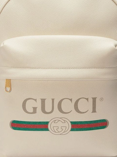 Shop Gucci Print Leather Backpack In White