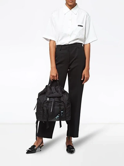 Shop Prada Technical Logo Backpack In Black