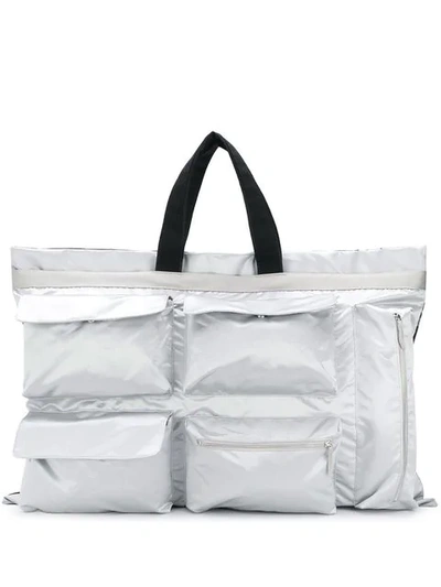 Shop Eastpak X Raf Simons Poster Oversized Tote In Grey
