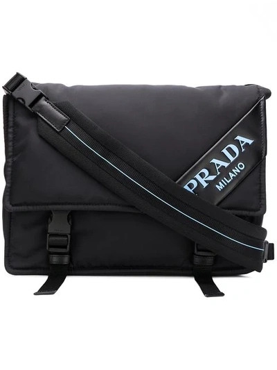 Shop Prada Logo Crossbody Bag In F0002 Black