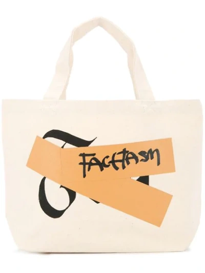 Shop Facetasm Logo Small Shopper Tote Bag In Neutrals