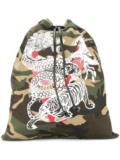 Shop Ports V Dragon Drawstring Backpack In Multicolour