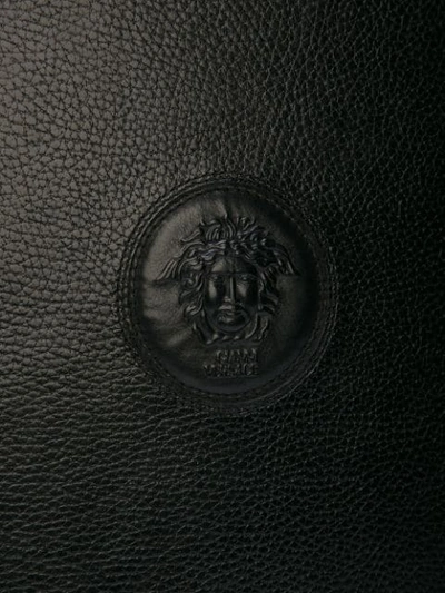 Pre-owned Versace Logo Embossed Briefcase In Black