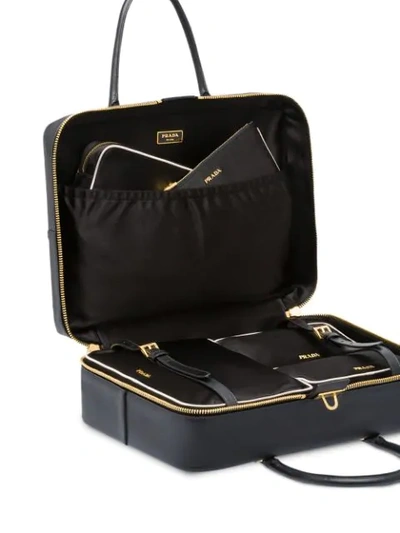 Shop Prada Saffiano Logo Suitcase In Black