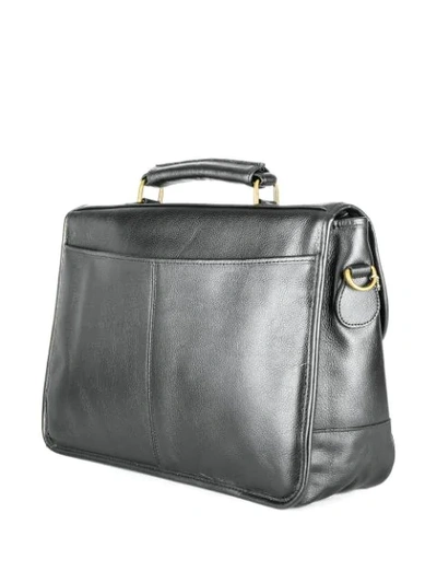 Shop Barbour Foldover Buckled Strap Briefcase In Black