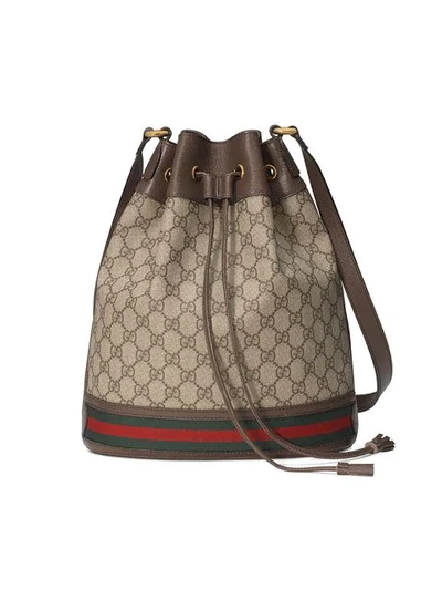 Shop Gucci Ophidia Gg Bucket Bag - Neutrals