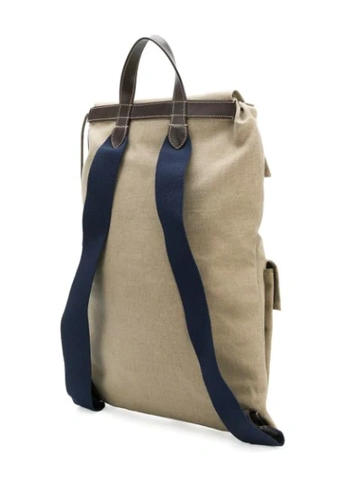Shop Holland & Holland Canvas Drawstring Backpack In Neutrals