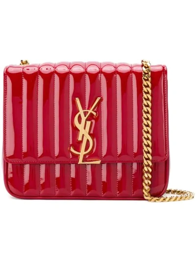 Shop Saint Laurent Large Vicky Chain Bag In Red