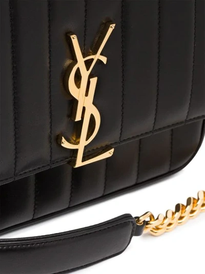 Shop Saint Laurent Black Vicky Logo Plaque Bag