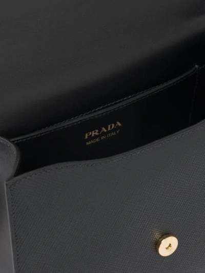 Shop Prada Monochrome Saffiano Leather Bag In Black