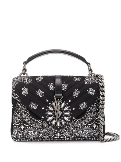 Shop Saint Laurent College Bag In Bandana Print In Black