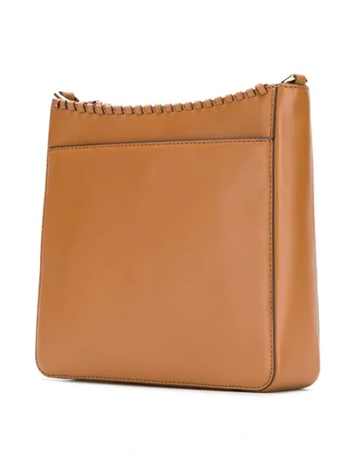 Shop Michael Michael Kors Gloria Whipstitched Messenger Bag In Brown