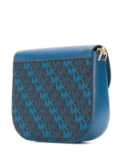 Shop Michael Michael Kors Dome Monogram Print Crossbody Bag - Blue