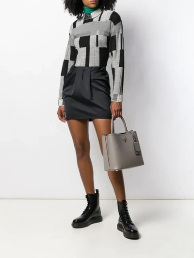 Shop Prada Double Saffiano Leather Bag - Grau In Grey