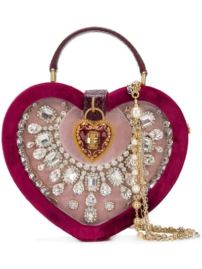 Shop Dolce & Gabbana My Heart Shoulder Bag In Pink