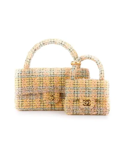 Pre-owned Chanel Vintage 古着粗花呢手提包两件组 - 黄色 In Yellow