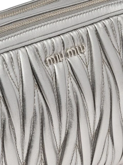 Shop Miu Miu Matelassé Mini Bag In Silver