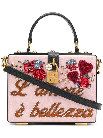 Shop Dolce & Gabbana Embellished Dolce Box Bag In Pink