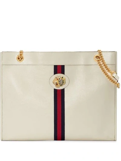 Shop Gucci Rajah Large Tote In White