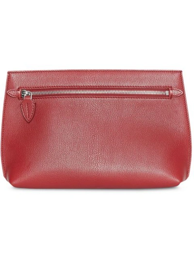 Shop Burberry Grainy Leather Wristlet Clutch In Red