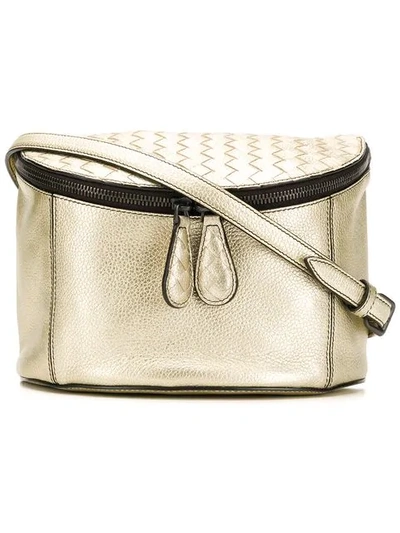 Shop Bottega Veneta Intrecciato Detail Belt Bag In Gold