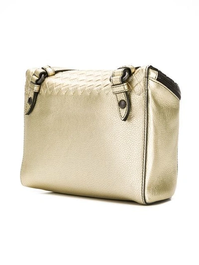 Shop Bottega Veneta Intrecciato Detail Belt Bag In Gold